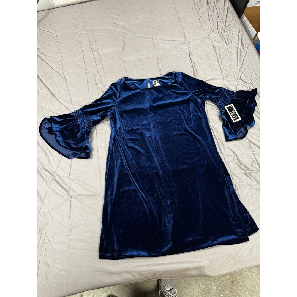 Julian Taylor Blue Velvet Bell Sleeve Shift Dress Womens 2X New 55958L